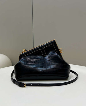 Fendi 8BP129 FENDI FIRST Small Black Crocodile leather bag - Default Title - View 1