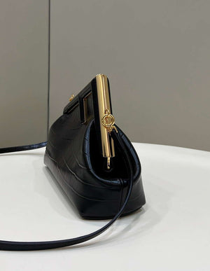 Fendi 8BP129 FENDI FIRST Small Black Crocodile leather bag - Default Title - View 3