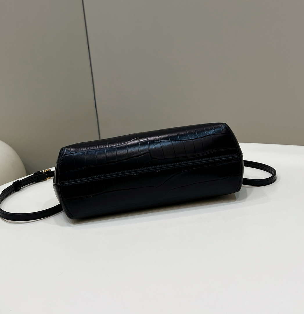 Fendi 8BP129 FENDI FIRST Small Black Crocodile leather bag