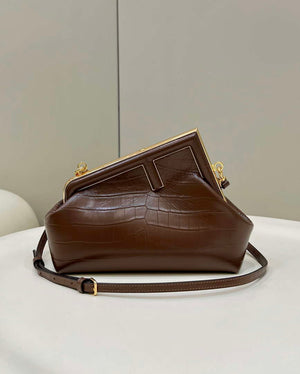 Fendi 8BP129 FENDI FIRST Small Brown Crocodile leather bag - Default Title - View 1