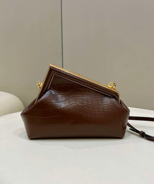 Fendi 8BP129 FENDI FIRST Small Brown Crocodile leather bag - Default Title - View 2