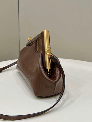 Fendi 8BP129 FENDI FIRST Small Brown Crocodile leather bag - Default Title - View 3