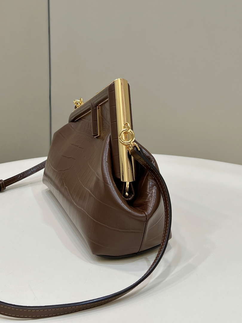 Fendi 8BP129 FENDI FIRST Small Brown Crocodile leather bag - Default Title - View 3