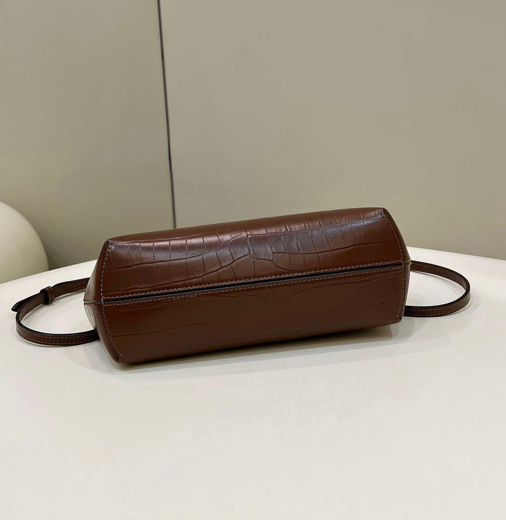 Fendi 8BP129 FENDI FIRST Small Brown Crocodile leather bag
