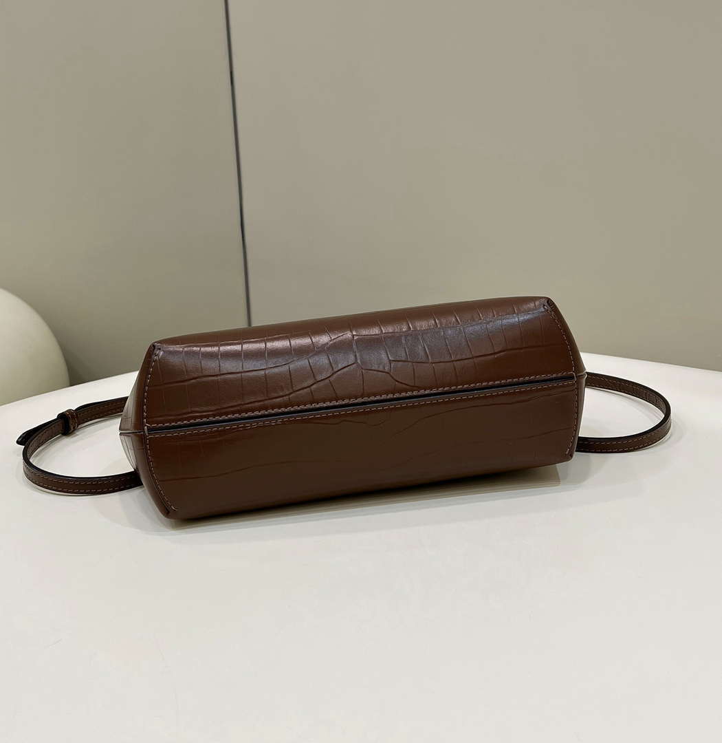 Fendi 8BP129 FENDI FIRST Small Brown Crocodile leather bag