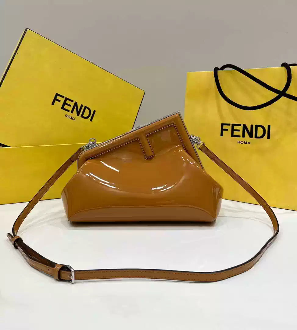 Fendi 8BP129 Fendi First Small Brown patent leather bag - Default Title - View 1
