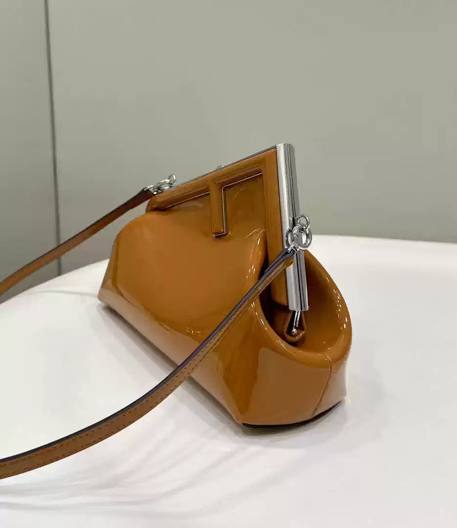 Fendi 8BP129 Fendi First Small Brown patent leather bag