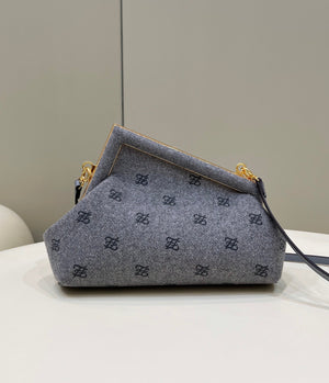 Fendi 8BP129 Fendi First Small Gray flannel bag with embroidery - Default Title - View 2