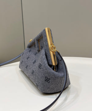 Fendi 8BP129 Fendi First Small Gray flannel bag with embroidery - Default Title - View 3