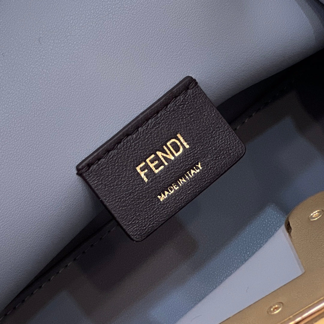 Fendi 8BP129 Fendi First Small Gray flannel bag with embroidery