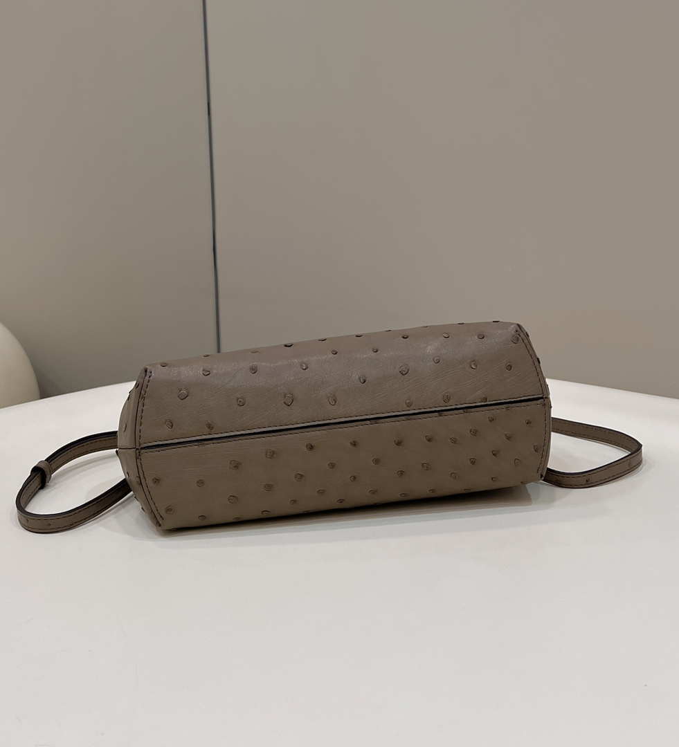 Fendi 8BP129 FENDI FIRST Small Light Brown Ostrich leather bag - Default Title - View 5