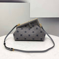 Fendi 8BP129 Fendi First Small Ligth Gray flannel bag with embroidery - Default Title - View 1