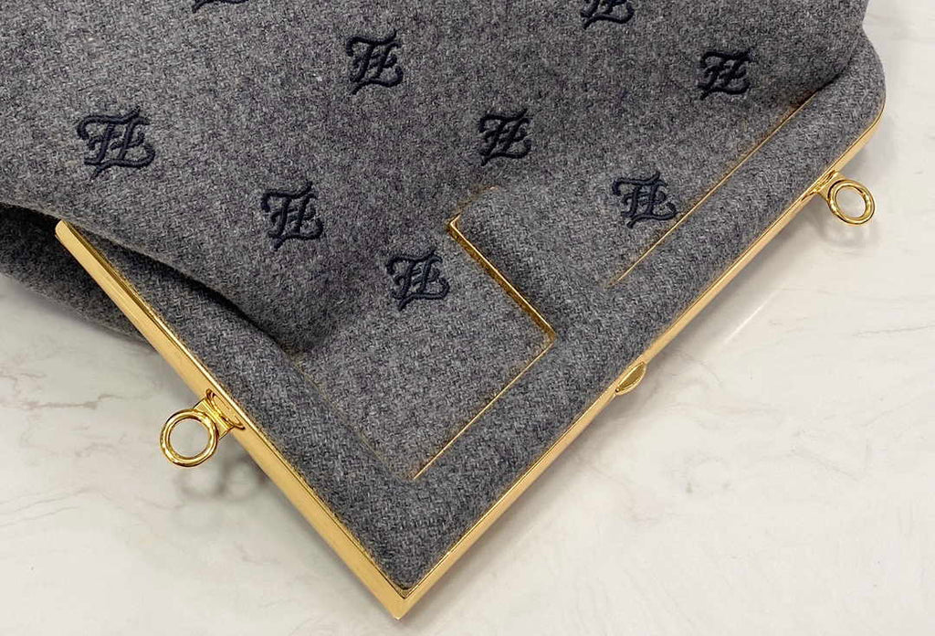 Fendi 8BP129 Fendi First Small Ligth Gray flannel bag with embroidery