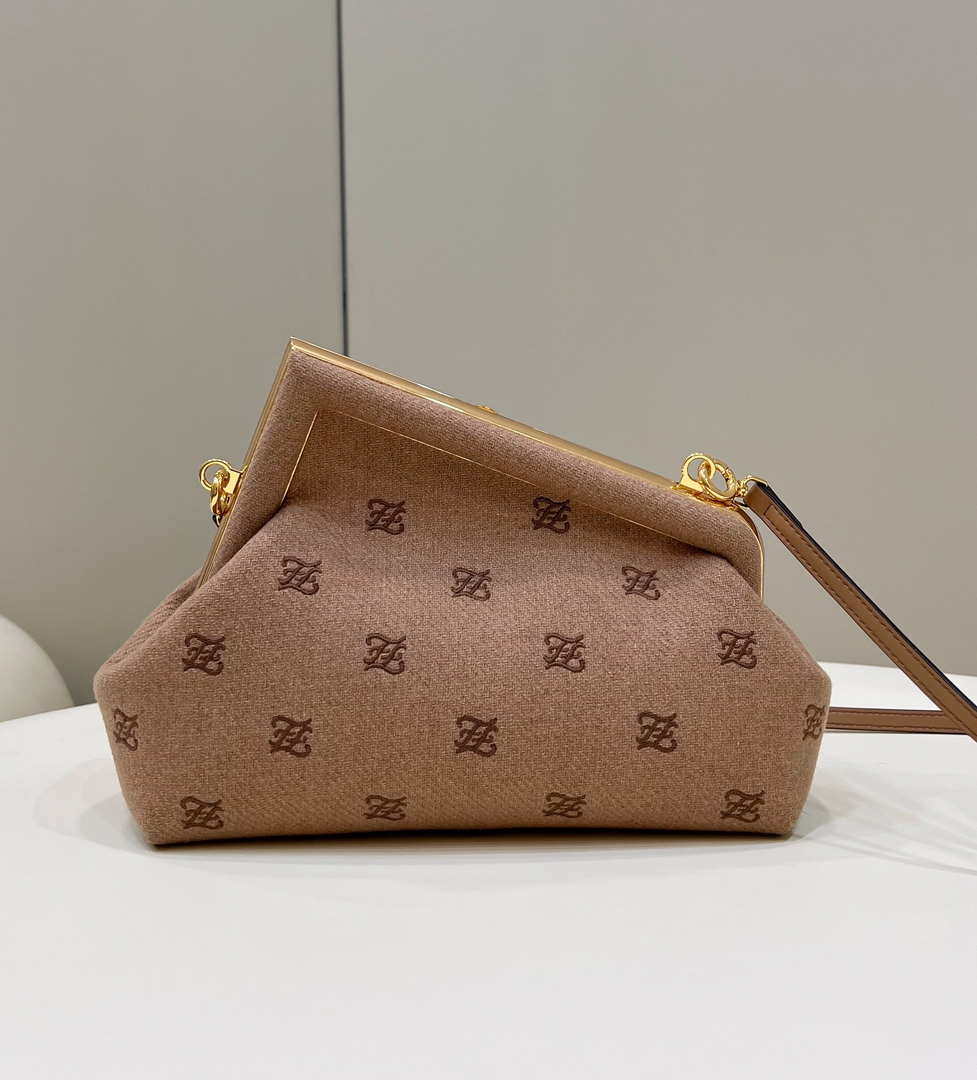 Fendi 8BP129 Fendi First Small Ligth Pink flannel bag with embroidery