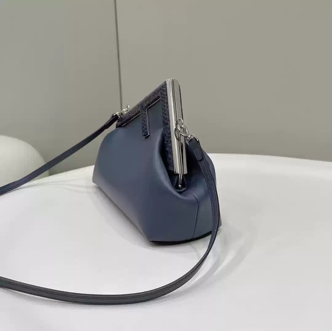 Fendi 8BP129 Fendi First Small Navy blue woven leather bag