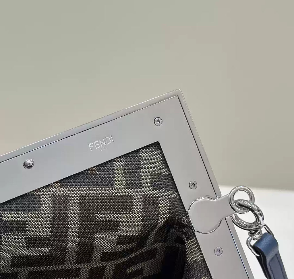 Fendi 8BP129 Fendi First Small Navy blue woven leather bag