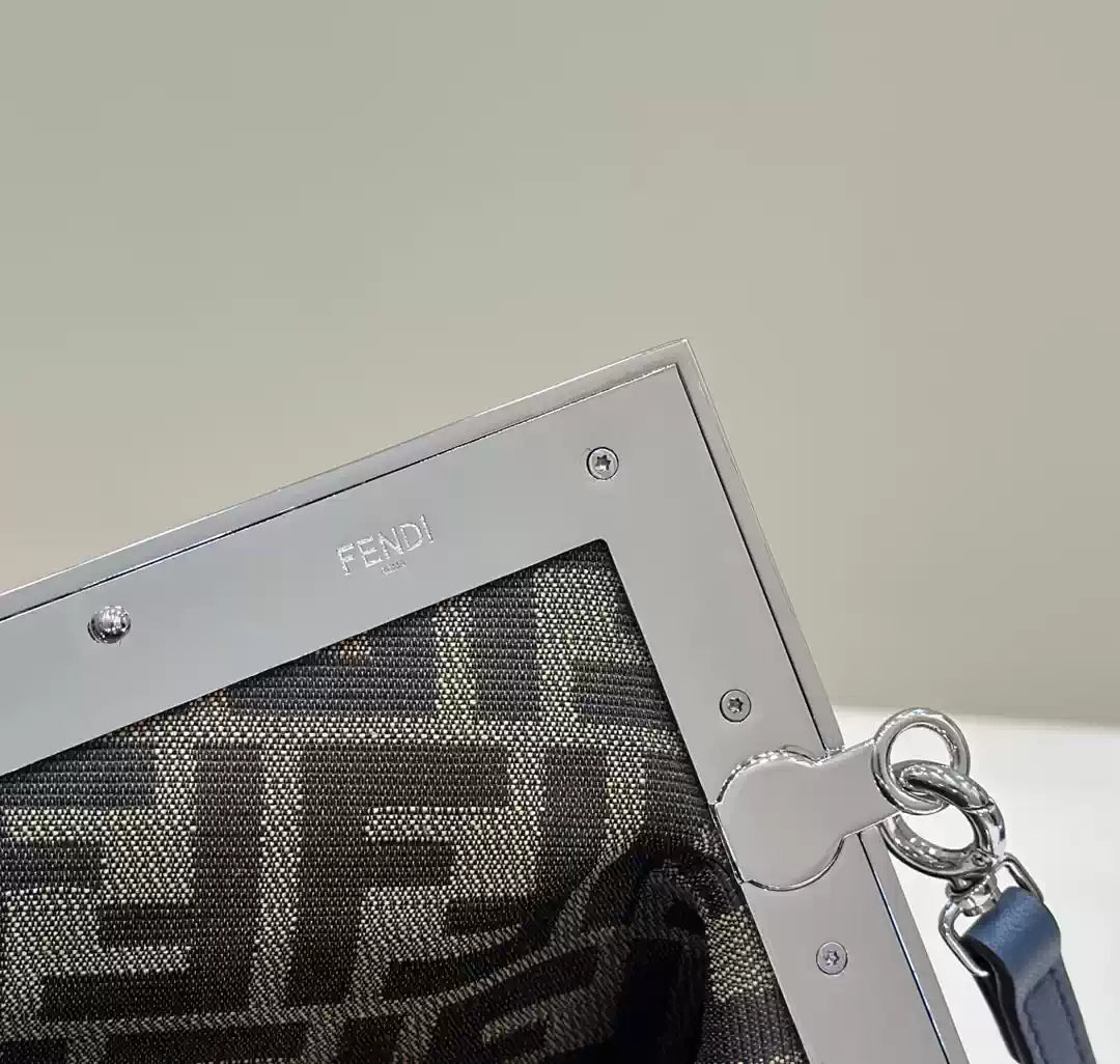 Fendi 8BP129 Fendi First Small Navy blue woven leather bag