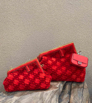 Fendi 8BP129 Fendi First Small Red suede bag - Default Title - View 2