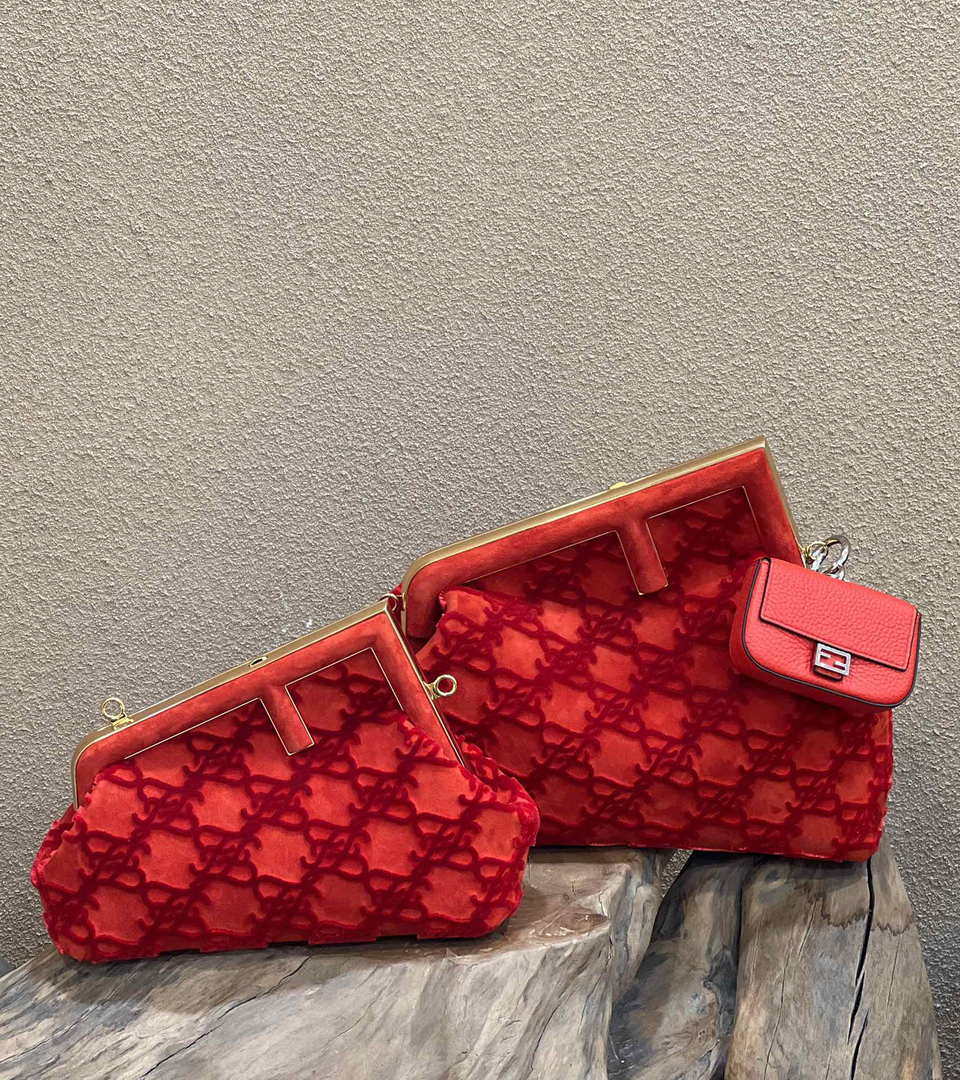 Fendi 8BP129 Fendi First Small Red suede bag - Default Title - View 2