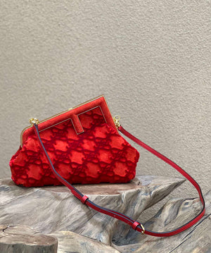 Fendi 8BP129 Fendi First Small Red suede bag - Default Title - View 1