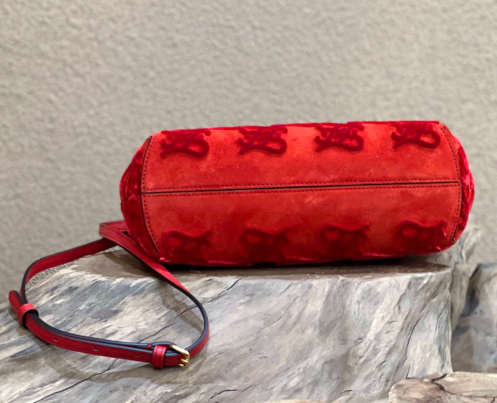 Fendi 8BP129 Fendi First Small Red suede bag