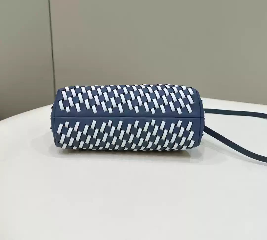 Fendi 8BP129 Fendi First Small White and blue woven leather bag