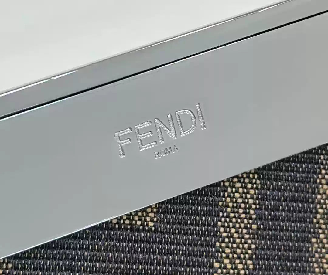 Fendi 8BP129 Fendi First Small White and blue woven leather bag