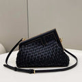 Fendi 8BP129 First Small Black braided leather bag 80103 - Default Title - View 1