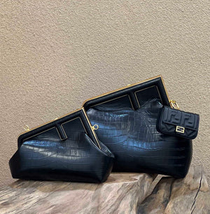 Fendi 8BP129 First Small Crocodile leather bag 80018M Black - Default Title - View 1