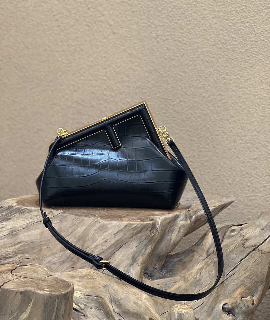 Fendi 8BP129 First Small Crocodile leather bag 80018M Black - Default Title - View 2