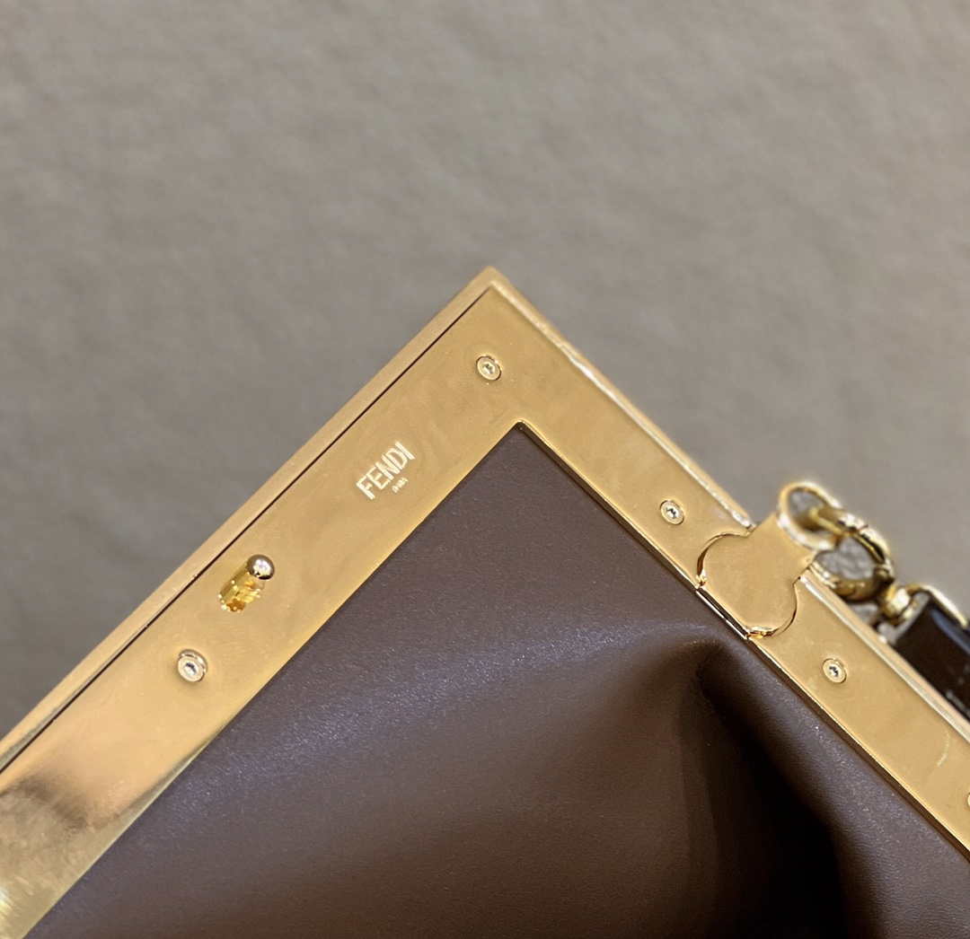 Fendi 8BP129 First Small Crocodile leather bag Dark Brown 80018M - Default Title - View 7