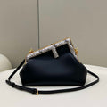 Fendi 8BP129 First Small Fuchsia leather and python leather bag 80043M Black - Default Title - View 1