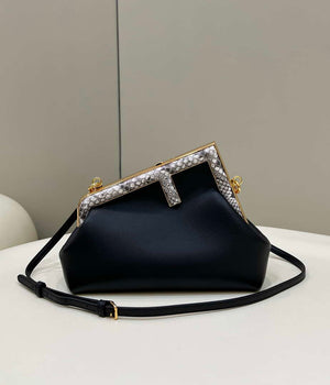 Fendi 8BP129 First Small Fuchsia leather and python leather bag 80043M Black - Default Title - View 1