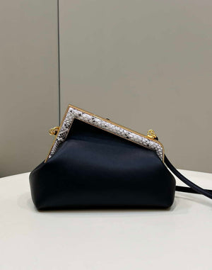 Fendi 8BP129 First Small Fuchsia leather and python leather bag 80043M Black - Default Title - View 2