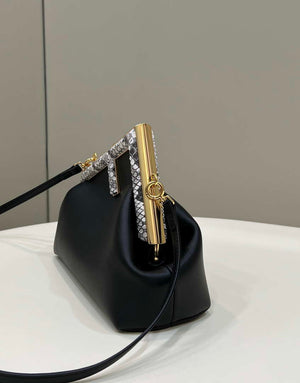 Fendi 8BP129 First Small Fuchsia leather and python leather bag 80043M Black - Default Title - View 3