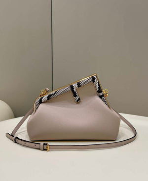Fendi 8BP129 First Small Fuchsia leather and python leather bag 80043M Light Pink - Default Title - View 1