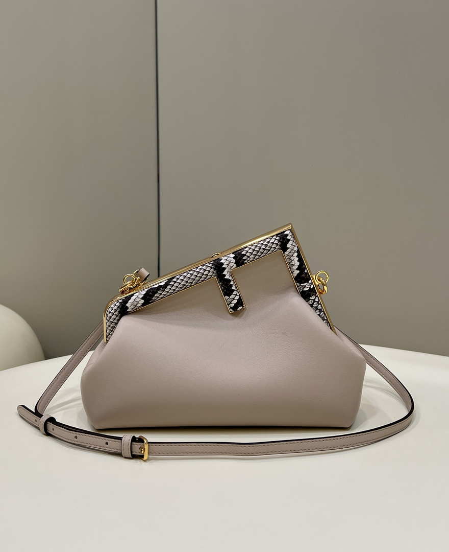 Fendi 8BP129 First Small Fuchsia leather and python leather bag 80043M Light Pink - Default Title - View 1