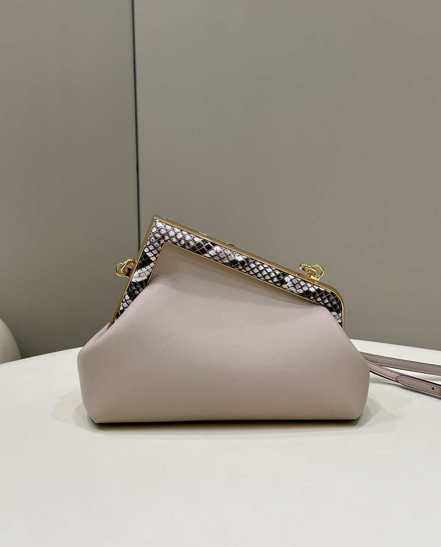 Fendi 8BP129 First Small Fuchsia leather and python leather bag 80043M Light Pink