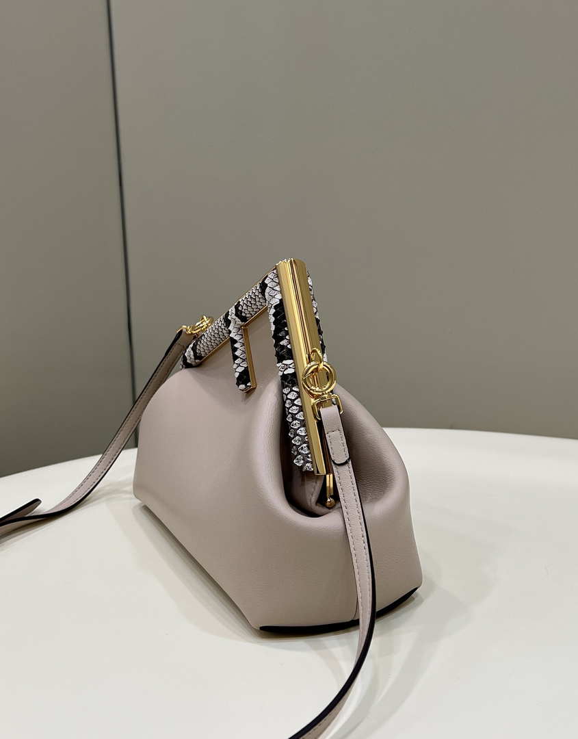 Fendi 8BP129 First Small Fuchsia leather and python leather bag 80043M Light Pink - Default Title - View 3