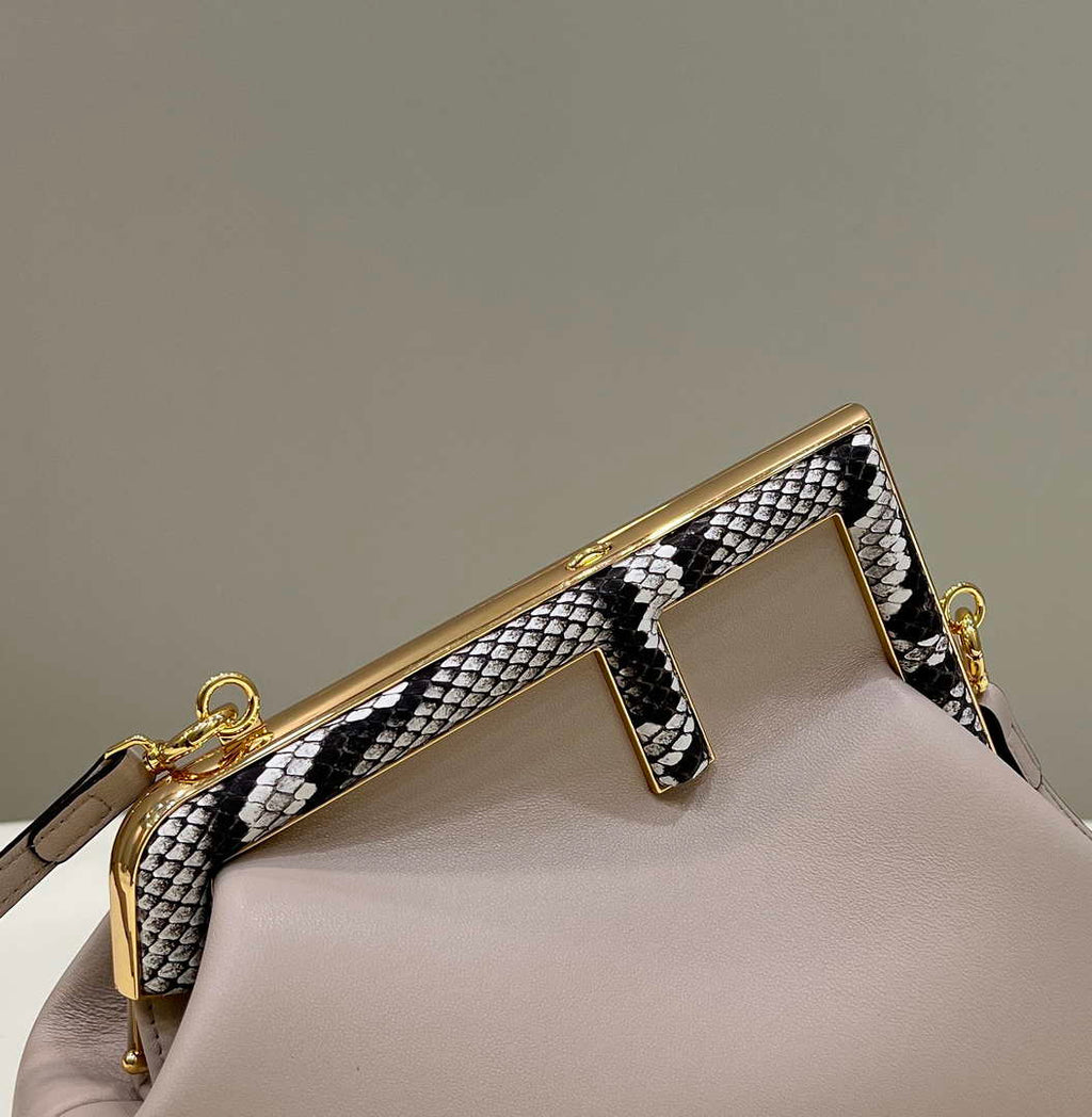 Fendi 8BP129 First Small Fuchsia leather and python leather bag 80043M Light Pink