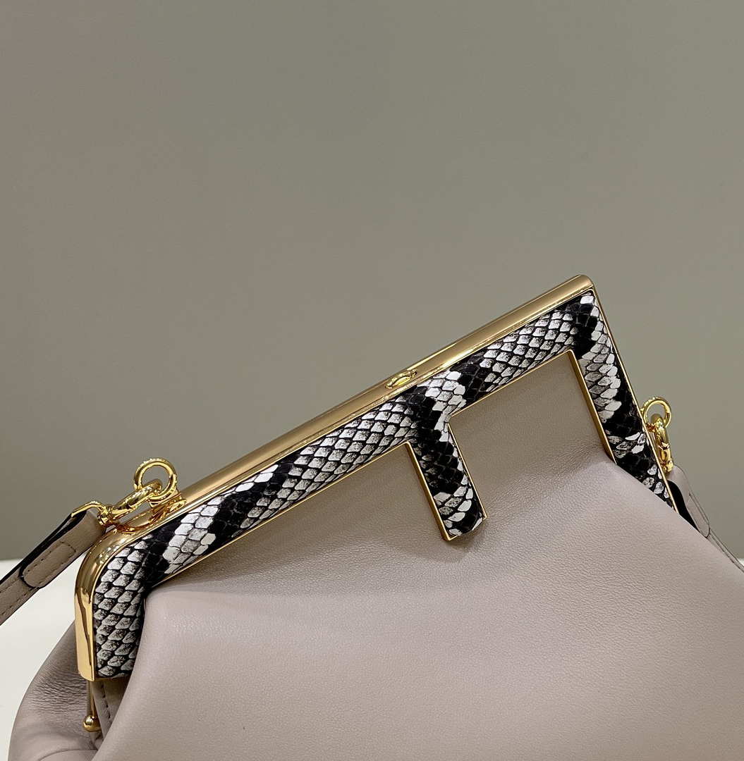 Fendi 8BP129 First Small Fuchsia leather and python leather bag 80043M Light Pink