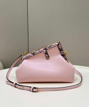 Fendi 8BP129 First Small Fuchsia leather and python leather bag 80043M Pink - Default Title - View 1