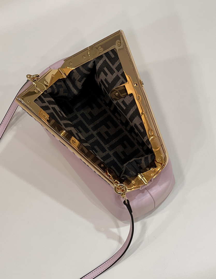 Fendi 8BP129 First Small Fuchsia leather and python leather bag 80043M Pink