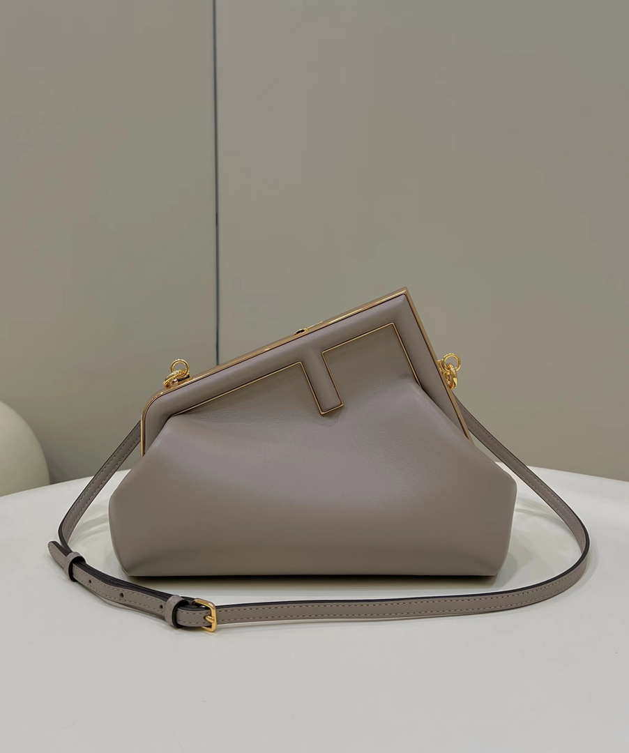 Fendi 8BP129 First Small Fuchsia leather bag 80018M Gray - Default Title - View 1