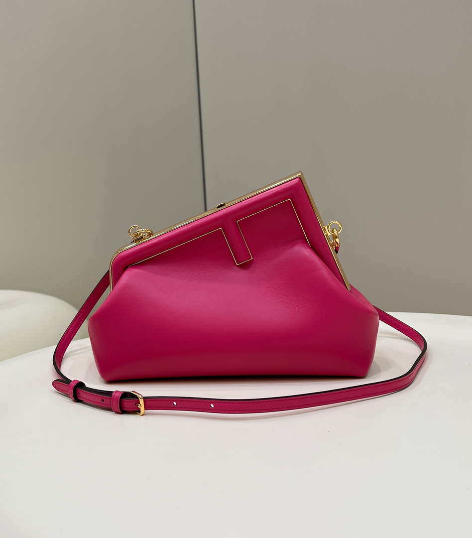 Fendi 8BP129 First Small Fuchsia leather bag 80018M Rose Red - Default Title - View 1