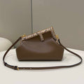Fendi 8BP129 First Small Fuchsia leather and python leather bag 80018M Dark Brown - Default Title - View 1
