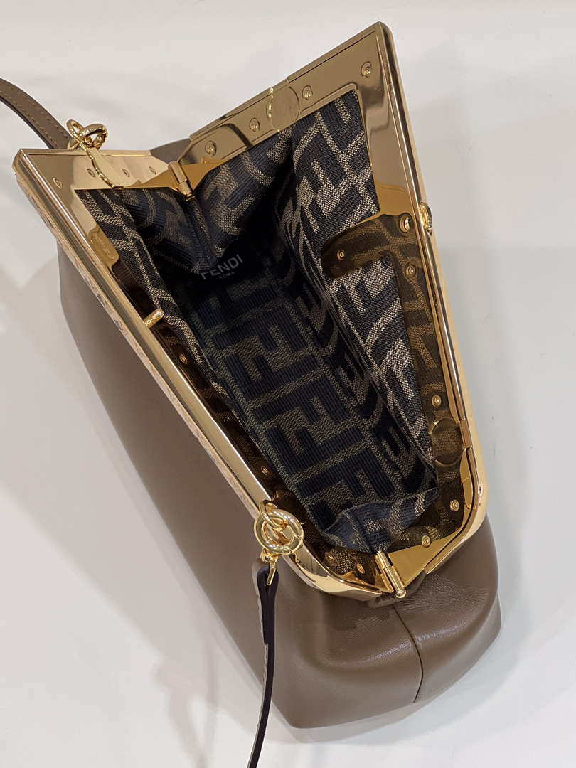 Fendi 8BP129 First Small Fuchsia leather and python leather bag 80018M Dark Brown - Default Title - View 9