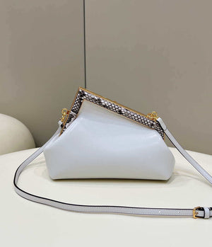 Fendi 8BP129 First Small Fuchsia leather and python leather bag 80018M White - Default Title - View 2