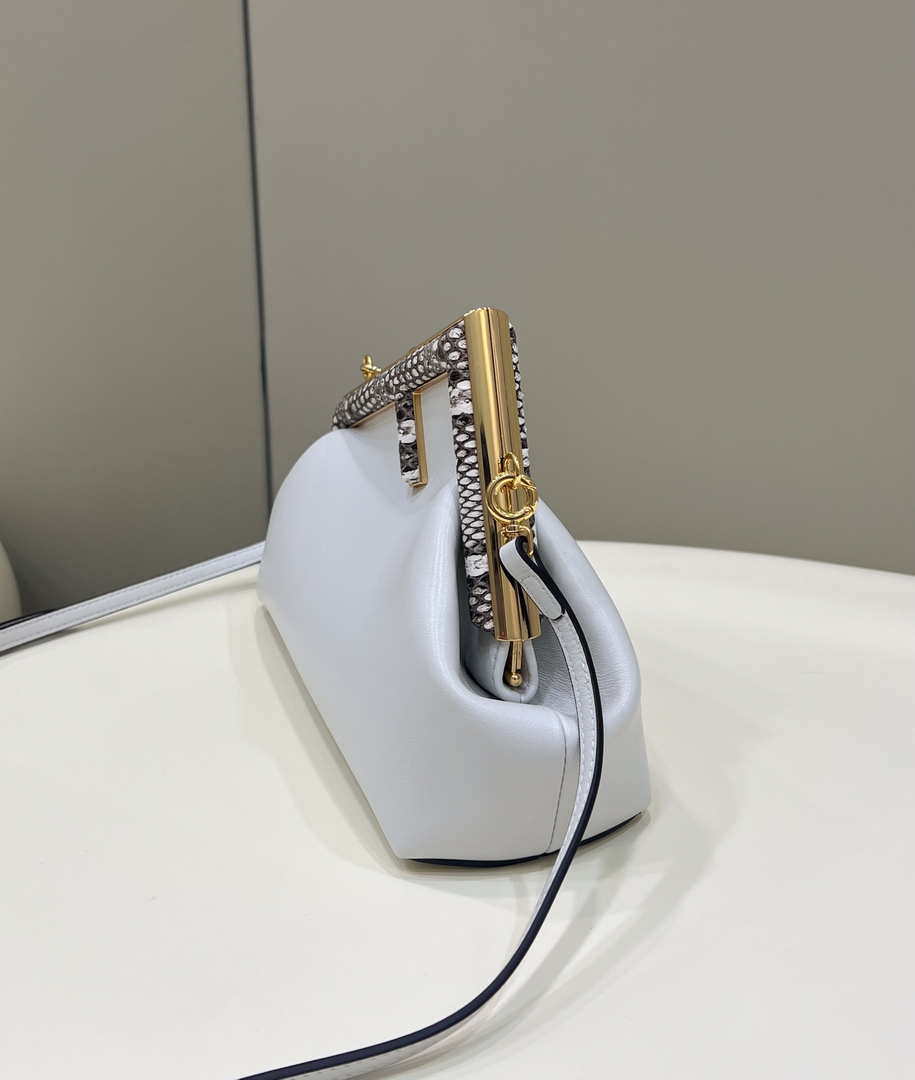 Fendi 8BP129 First Small Fuchsia leather and python leather bag 80018M White - Default Title - View 8