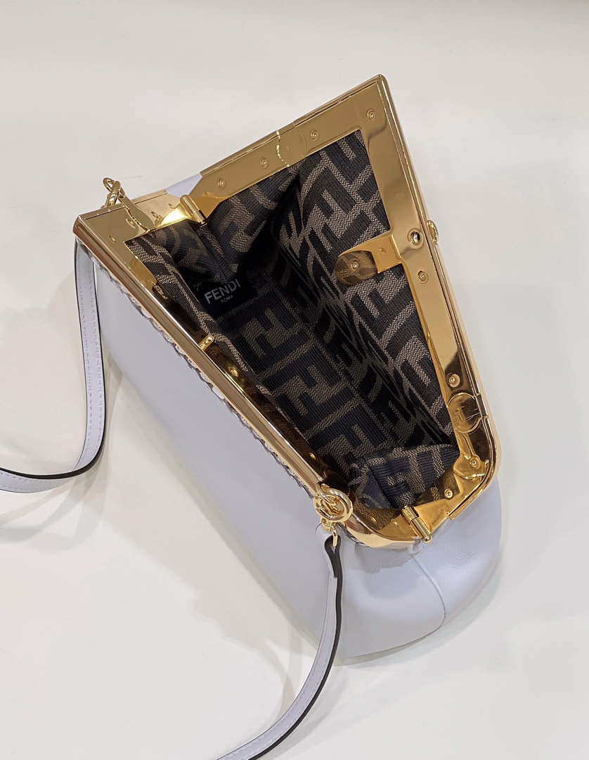 Fendi 8BP129 First Small Fuchsia leather and python leather bag 80018M White